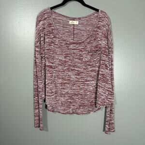 Hollister Women's Burgundy Marled Y2K Cozycore Knit Top - Size Medium - Casual